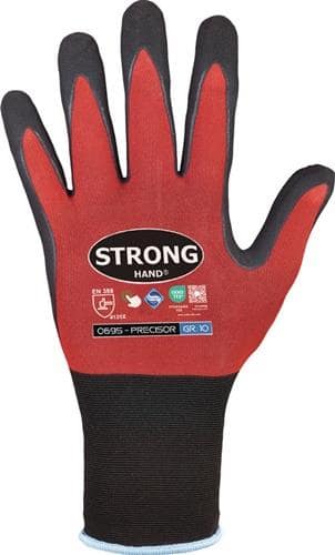 STRONGHAND Handschuhe PRECISOR Gr.9 rot/schwarz EN 420/EN 388 PSA II STRONGHAND