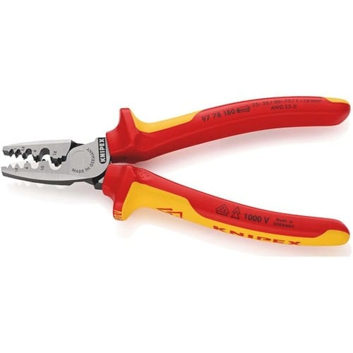 KNIPEX Aderendhülsenzange Gesamt-L.180mm 0,25-16,0(AWG 23-5)mm² pol.Mehrkomp-Hüllen VDE