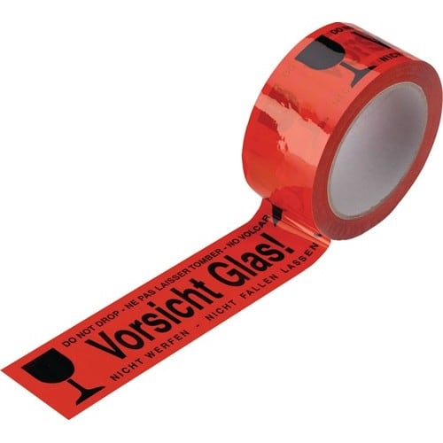 ENVIROPACK Warnklebeband PVC PVC,Vorsicht Glas L.66 m,B.48mm rot Rl.ENVIROPACK