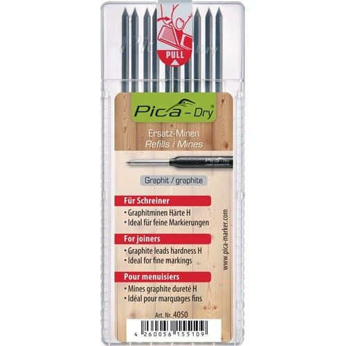 PICA Minenset Pica-Dry 10x graphit Spezialhärte "H" f.feine Markierungen 10 Minen/Set