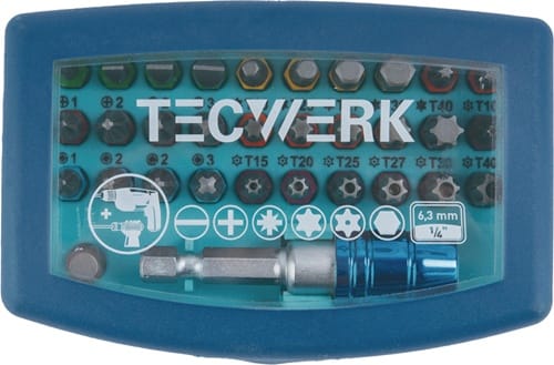 TECWERK Bitsortiment 32-tlg.Schlitz/PH/PZD/TX/TX-BO/6Kt.TECWERK