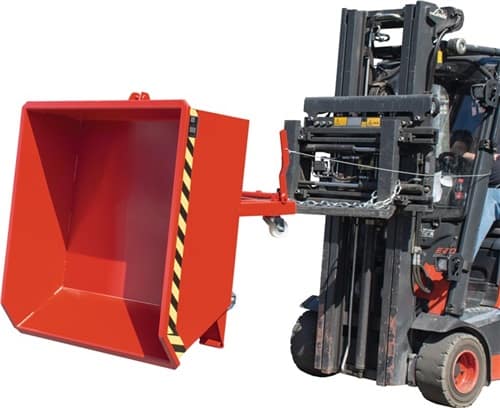 BAUER Mini-Kippbehälter L1385xB780xH450mm feuerrot Inh.0,27 m³ Trgf.1000kg 96kg