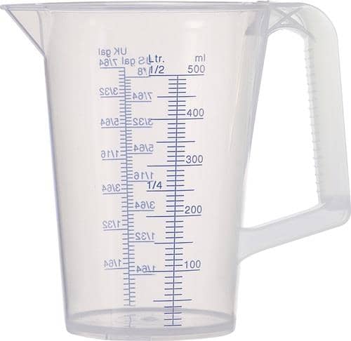 PRESSOL Messbecher 0,5l blau bedruckte Skala PP PRESSOL