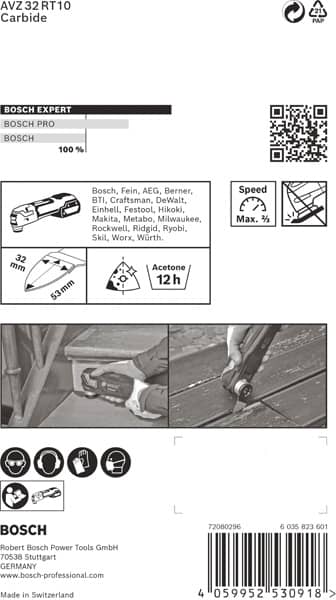 BOSCH EXPERT Sanding Finger Fine AVZ 32 RT10 Schleifplatte für Multifunktionswerkzeuge, 32 x 50 mm. Für oszillierende Multifunktionswerkzeuge