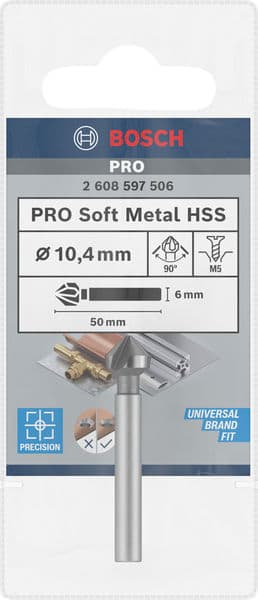BOSCH Kegelsenker mit zylindrischem Schaft, 10,4, M 5, 50 mm, 6 mm