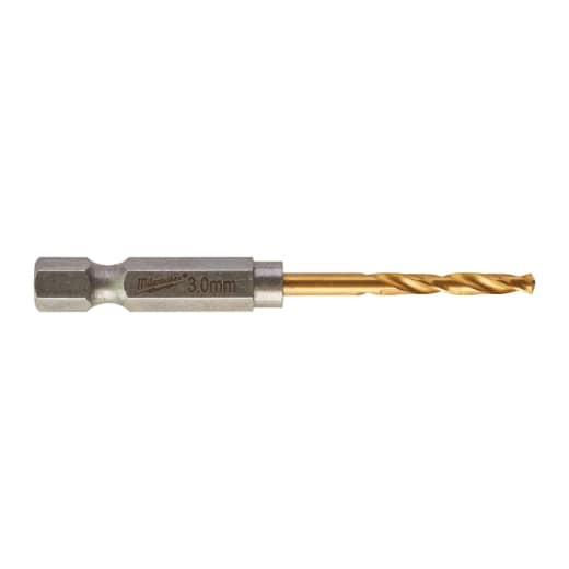 MILWAUKEE 3,0 x 65 mm SHOCKWAVE Metallbohrer HSS-G RED HEX Titan 1/4" 10er Pack