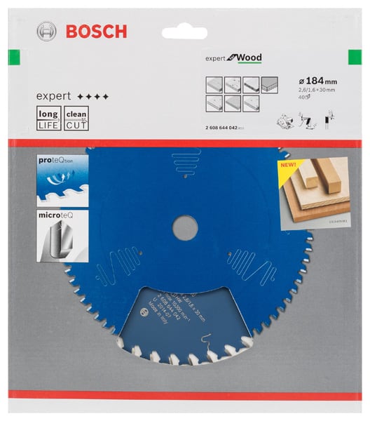 BOSCH Kreissägeblatt Expert for Wood, 184 x 30 x 2,6 mm, 40