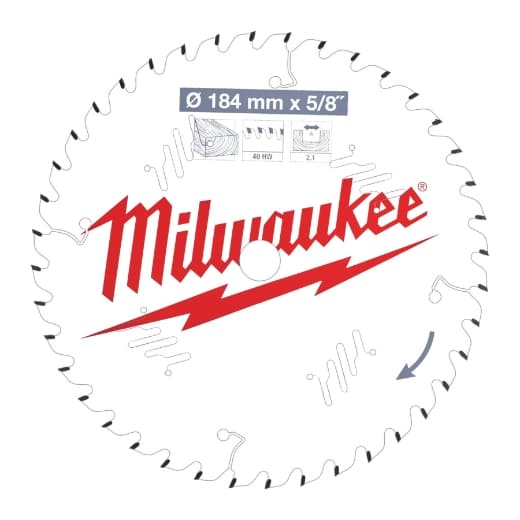 MILWAUKEE 184/15,87 mm 40 Wechselzahn Kreissägeblatt Holz für Handkreissägen