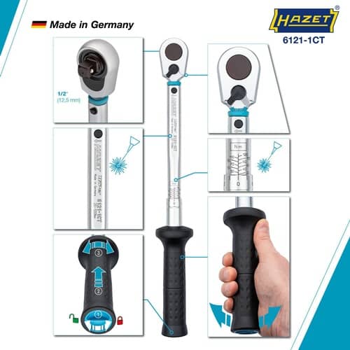 HAZET Drehmomentschlüssel 6121-1CT 1/2 Zoll 20-120 Nm HAZET