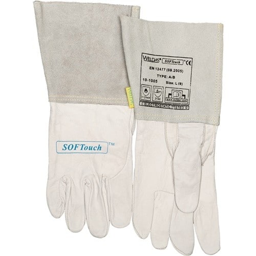 WELDAS Schweißerhandschuhe Gr.L (9) natur Kalbsnarben-/Rindspaltleder/Softtouch 5 PA