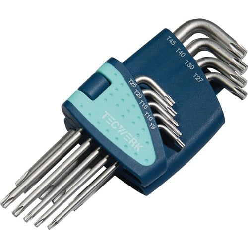 TECWERK Winkelschraubendrehersatz 9-tlg.T9-T45 Ku.-Halter TECWERK