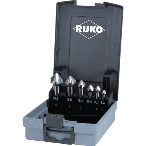 RUKO Kegelsenkersatz DIN 335C 90Grad 6,3-20,5mm HSS-Co 5 6-tlg.Ku.-Kass.RUKO