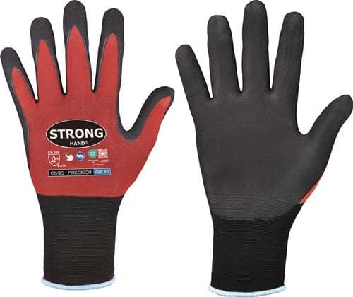 STRONGHAND Handschuhe PRECISOR Gr.9 rot/schwarz EN 420/EN 388 PSA II STRONGHAND