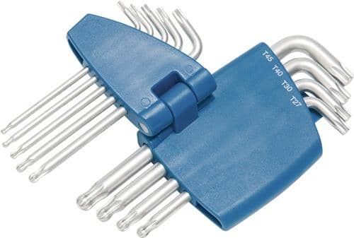 Winkelschraubendrehersatz 9-tlg.T9-T45 m.Kugelk.Ku.-Halter TECWERK