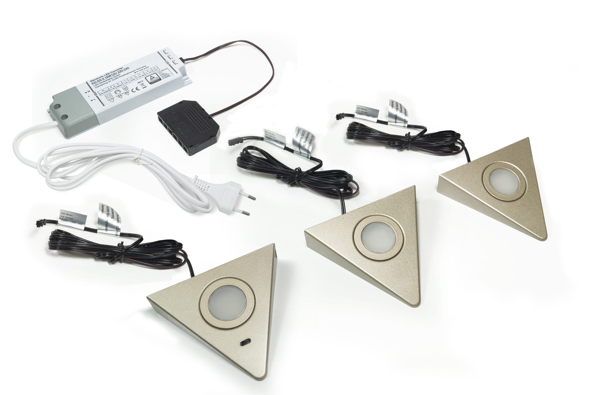 L&S 3-er Set Blues 12 V 3x1,8 W IR-Sensor + Konverter 15 W