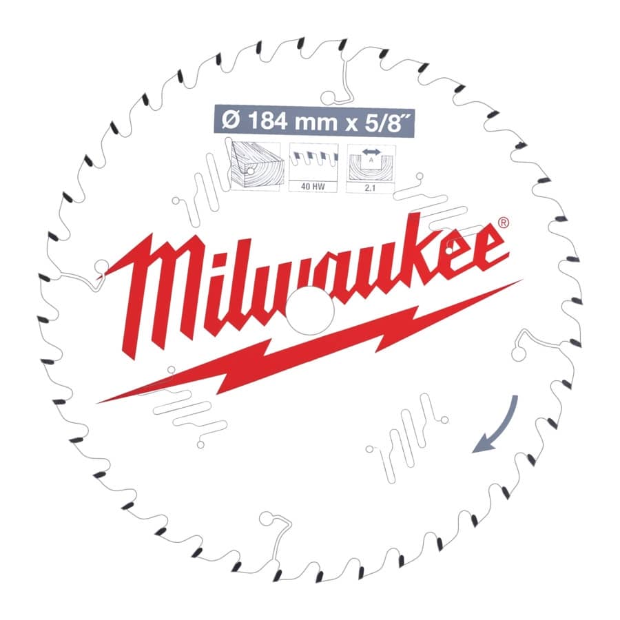 MILWAUKEE 184/15,87 mm 40 Wechselzahn Kreissägeblatt Holz für Handkreissägen