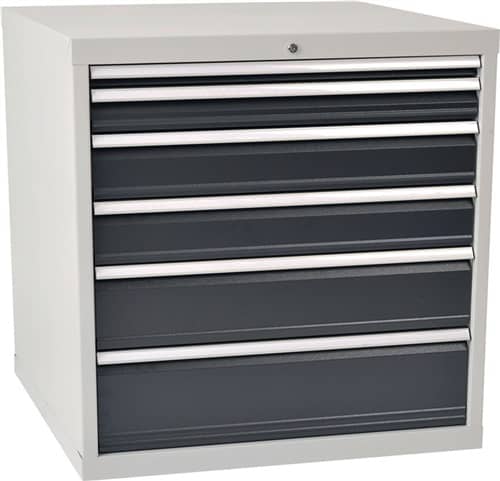 BEDRUNKA+HIRTH Schubladenschrank H1019xB1005xT736mm lichtgrau/grau 6 Schubl.Voll.Bedrunka
