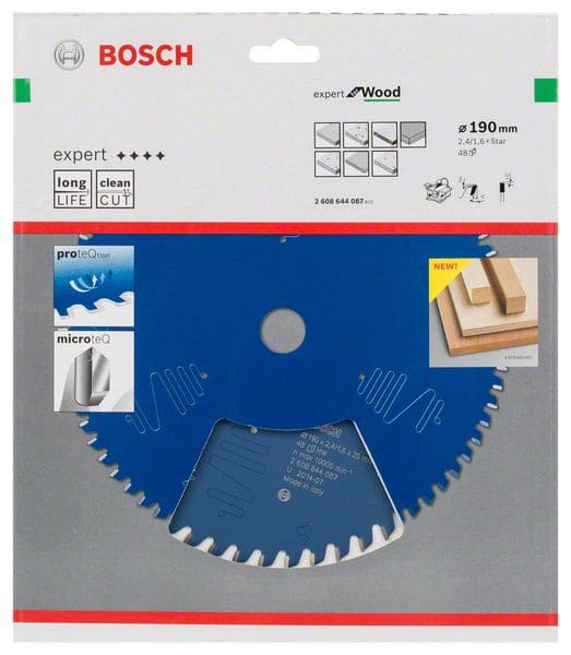 BOSCH Kreissägeblatt Expert for Wood, 190 x 2,4 mm, 48