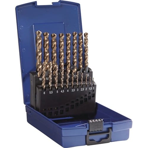 TECWERK Spiralbohrersatz DIN338 Typ VA D.1-10x0,5mm HSS-Co5 dampf.19tlg.Ku.-Kass.TECWERK