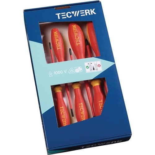 Schraubendrehersatz slim 7-tlg.Schlitz/PH Schneiden/Spitzen phos.VDE TECWERK