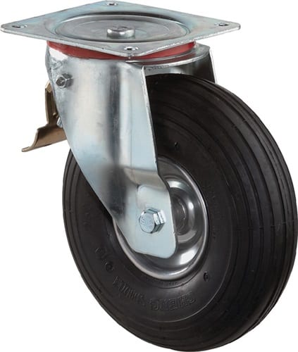 BS ROLLEN Luftrad D.260mm Trgf.130kg m.Platte Lenkrolle Luftbereifung schwarz BS ROLLEN