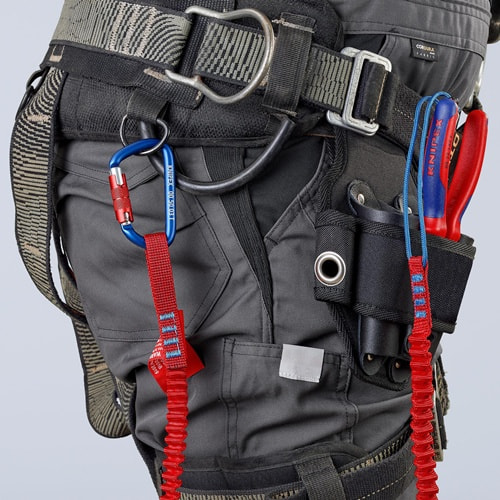 KNIPEX Materialkarabiner L.81mm m.Schraubverschluss blau besch.KNIPEX