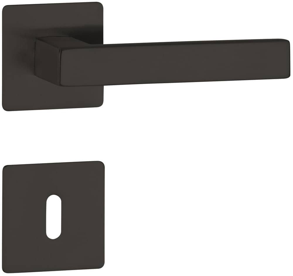 HERMAT Drückergarnitur mit Rosetten WEST 1682.L/2611.FL, Edelstahl, smoke black