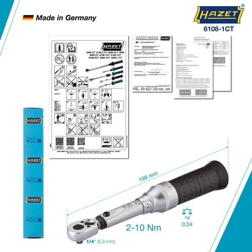 HAZET Drehmomentschlüssel 6108-1CT 1/4 Zoll 2-10 Nm HAZET
