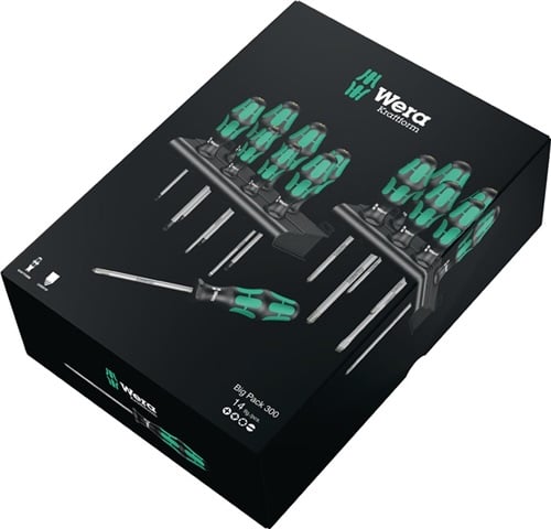 WERA Schraubendrehersatz Kraftform Big Pk.300 14-tlg.Schlitz/PH/PZD/TX 2K-Griff