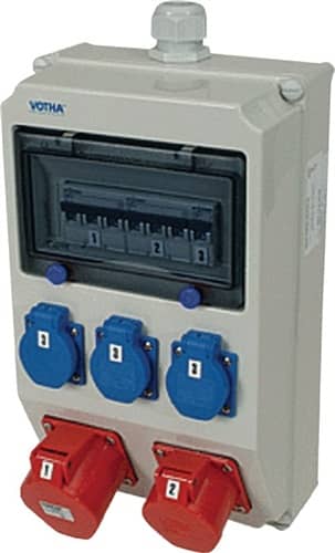 JÄGER DIREKT Kunststoffwandverteiler Verschraubung M32 2xCEE 16 A,3x230V