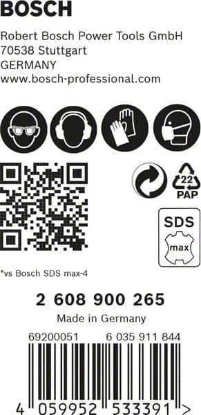 BOSCH EXPERT SDS max-8X Hammerbohrer, 20 x 200 x 320 mm, 5 Stück. Für Bohrhämmer