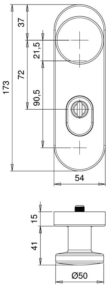 EDI FH Schutz-Wechselgarnitur mit Kurzschild Logo/k 5715/0772, Aluminium