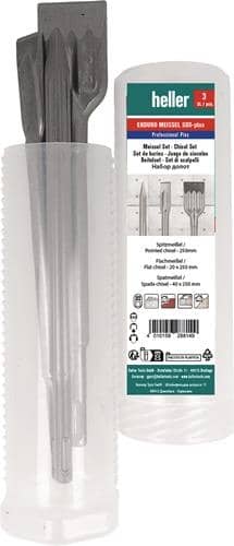 HELLER Bohrhammermeißelsatz 1218 Enduro SDS-plus 3 Spitz-,Flach-,Spatmeißel