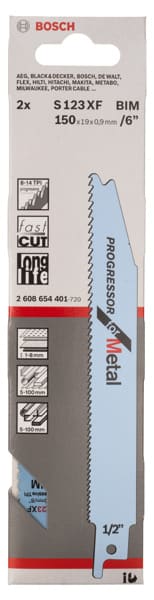 BOSCH Säbelsägeblatt S 123 XF, Progressor for Metal, 2er-Pack