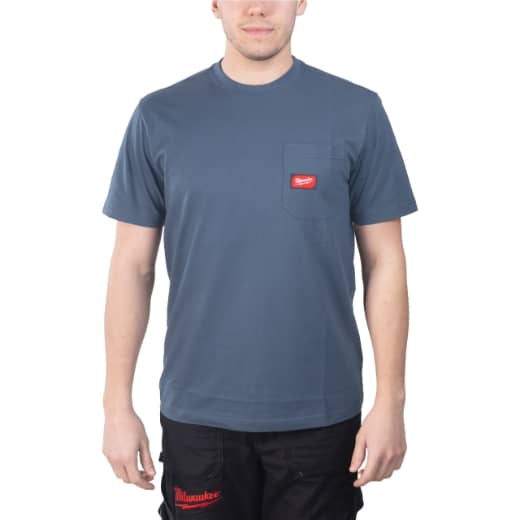MILWAUKEE Arbeits-T-Shirt blau mit UV-Schutz WTSSBLU-L