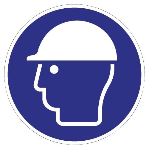 Folie Kopfschutz benutzen D.200mm blau/weiß ASR A1.3 DIN EN ISO 7010