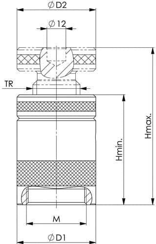 AMF Schraubbock Nr.6400 Gr.52 m.flacher Auflage H.42-52mm AMF