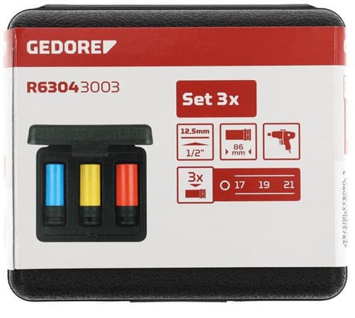 GEDORE RED Schlagschraubersteckschlüsselsatz 3-tlg.1/2 Zoll SW 17/19/21mm 4KT GEDORE RED