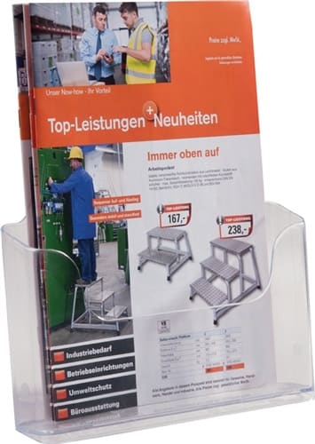 Prospekthalter HxBxTmm DIN A4 Acryl transp.