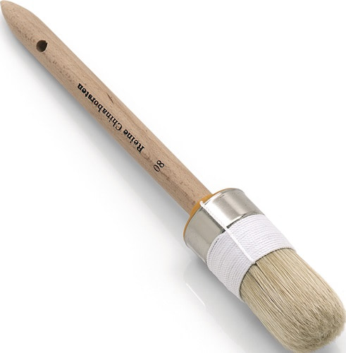 NÖLLE Ringpinsel Gr.2 Borsten-L.70mm 20mm helle Chinaborste roh.Holzstiel NÖLLE
