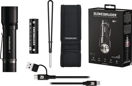 ZWEIBRÜDER LED-Taschenlampe ZB6T 30-3000 lm Akku Li-Ion 10-300m schwarz ZWEIBRÜDER