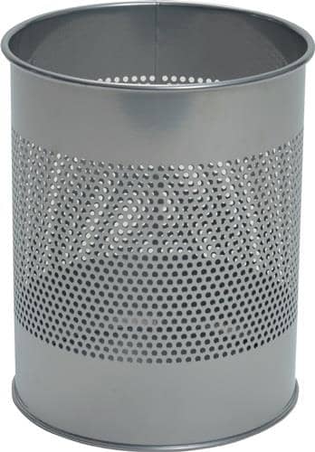 DURABLE Papierkorb 15l H315xØ260mm Lochraster Metall epoxidharz.silber-metallic DURABLE