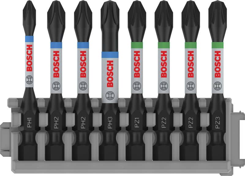 BOSCH Schrauberbit-Set Impact Control, 8-teilig, PH1, 3x PH2, PH3, 2 x PZ2, PZ3, 50 mm