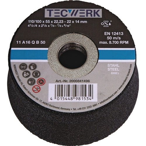 TECWERK Schleiftopf A16Q 110/100mm STA u.Stahlguss 16 Bohr.22,23mm TECWERK