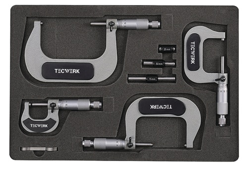 TECWERK Bügelmessschraubensatz DIN 863/1 0-100mm TECWERK