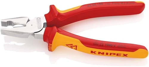 KNIPEX Kraftkombizange L.180mm verchr.Mehrkomp.-Hüllen VDE KNIPEX