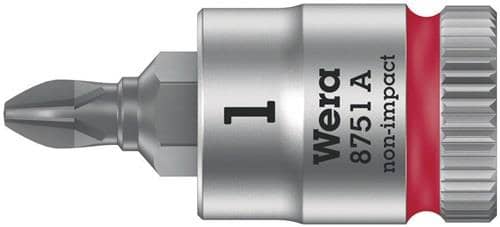WERA Schraubendrehereinsatz 8751 A Phillips 1/4 Zoll Kreuzschlitz PH PH 1 L.28mm WERA
