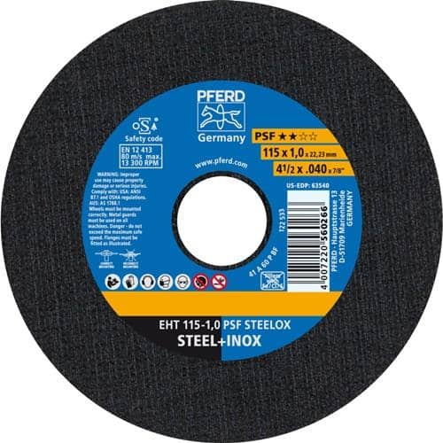PFERD TOOLS Trennscheibe PSF STEELOX D115x1mm ger.INOX Bohr.22,23mm PFERD