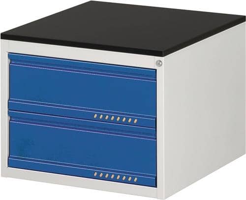 TECWERK Schubladenschrank BK 650 H460xB580xT650mm lichtgrau/blau 2Schubl.Einfach.TECWERK