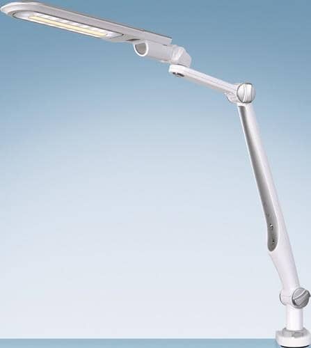 HANSA Schreibtischleuchte LED Multifl.ABS,Eisen,PS weiß/silber H600mm Standfuß+Klemme